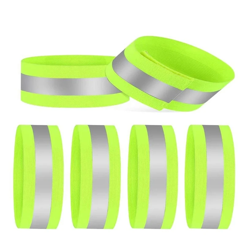Nasharia 6 Stück Reflektorband, Reflektierendes Armband Reflektor Sicherheit Reflexband Outdoor Joggen Radfahren Fahrrad Laufen Reiten Kinder Klettverschluss Elastisch Leuchtband - Image 1