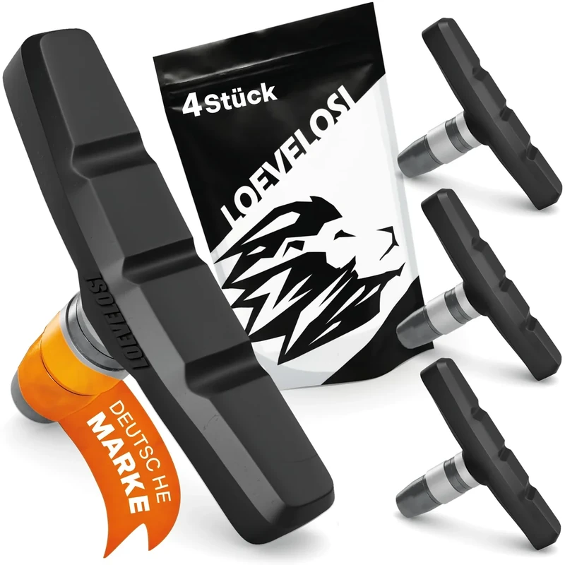 LOEVELOSI V-Brake Bremsbeläge Fahrrad 2 Paar Bremsklötze Fahrrad Bremsbacken 60 mm für V-Bremse Fahrradbremsen 4 Stück Fahrrad-Bremsbeläge Bremsschuh Set Vorne & Hinten Fahrradbremsbacken Bremsgummi
