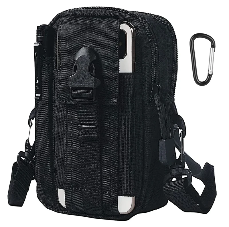 flintronic Taktische Hüfttaschen, Militär Kompakt Gürteltasche Multifunktional Bauchtasche Tasche Beutel für Camping Wandern Radfahren Klettern und Reisen Mit Karabiner, Nylon