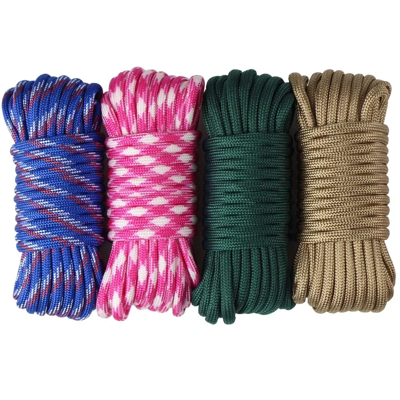 aufodara 4 Stück 19ft/6 Meters Paracord Schnüre 4mm Nylon Seil 7 Kern-Strängen - 4 Farben, Gesamtlänge 76ft (SX-SJS4-D4-C-6M-4)