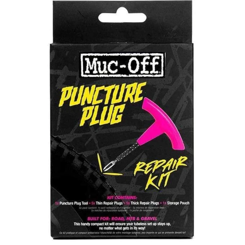 Muc-Off Puncture Plug Reifenreparaturset - Fahhrad Flickzeug für schlauchlose Fahrradreifen - Inklusive 2-in-1 Puncture Plug/ Aufrauh-Werkzeug, 10 Reifenpannenstopper & Etui