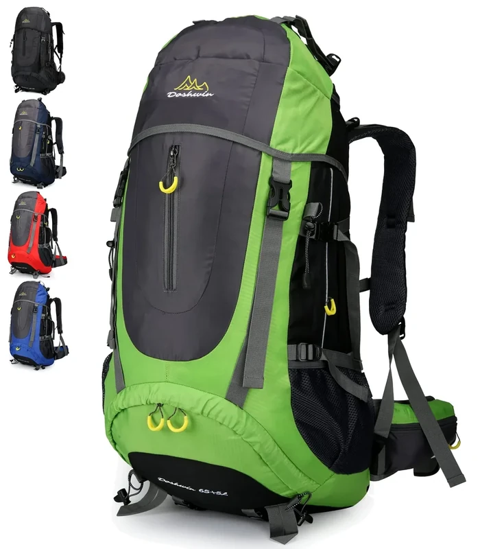 Doshwin 70L Trekkingrucksack Campingrucksack Reiserucksack Wanderrucksack Großer Rucksack für Damen Herren (Grün)