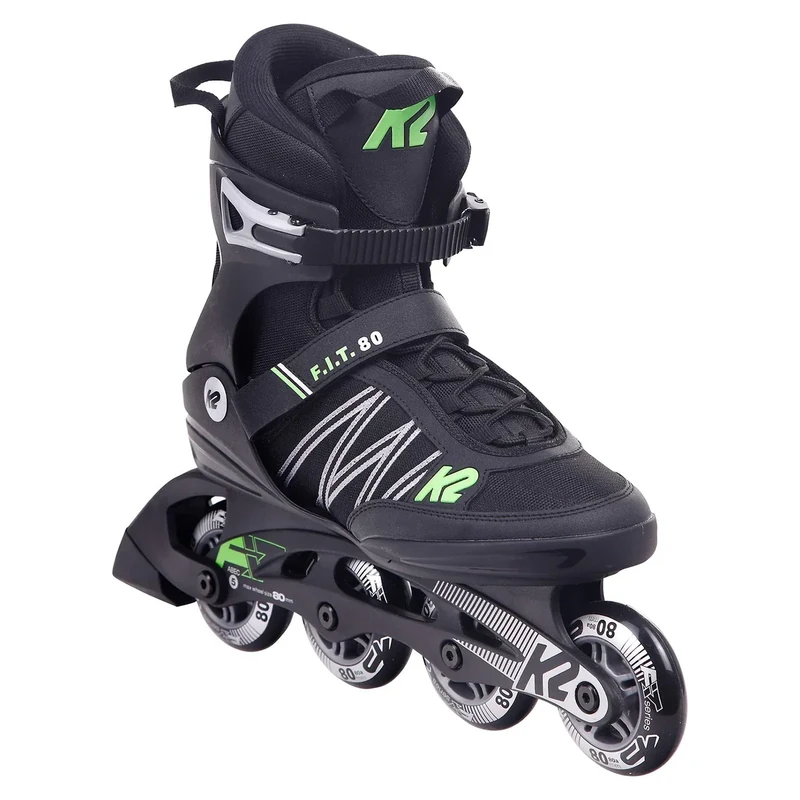 K2 Skates Herren Inline Skates F.I.T. 80, Black - Green, 30E0873.1.1.130