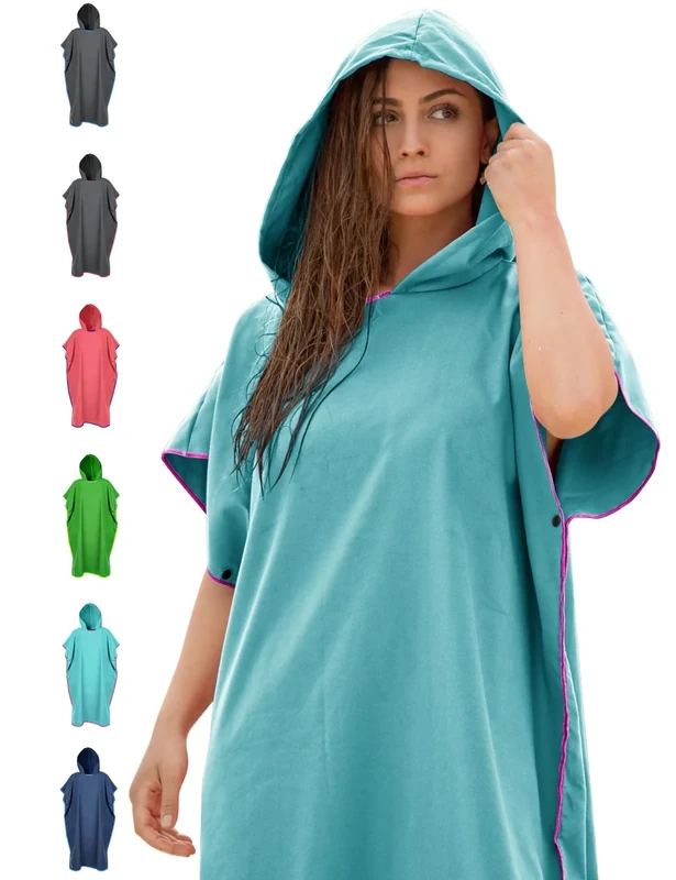 NirvanaShape Handtuch-Poncho für Erwachsene, Umziehhilfe & Handtuch zugleich, Surf-Poncho mit Quick-Dry Funktion, Ideal auf Reisen zum Surfen, Camping, Sauna, Schnorcheln, Strand