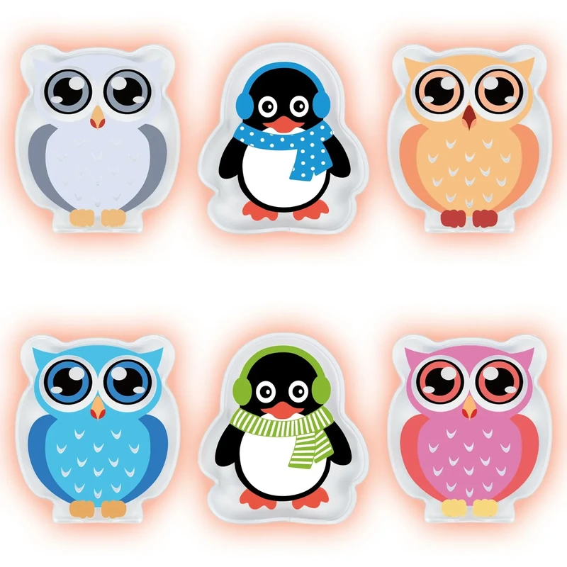 Hook Taschenwärmer handwaermer Kinder handwärmer wiederverwendbar zum knicken 4er-Set Colorful Eule und 2er-Set Penguins Handtaschenwärmer Wärmeknickkissen Heizpad (orange)