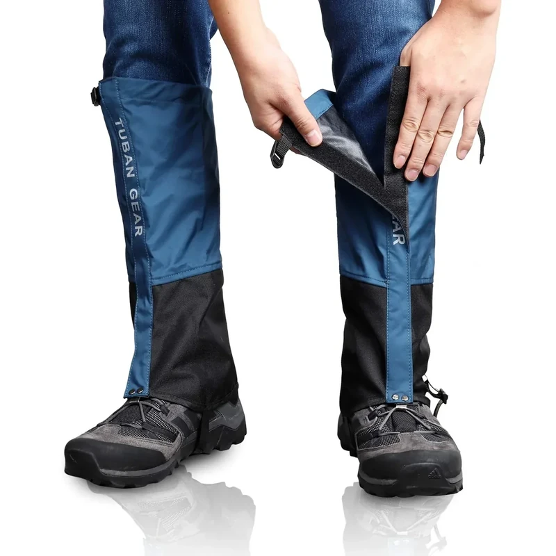 Outdoor Gamaschen, wasserdichte Staubdicht Einstellbare Atmungsaktive Beinschutz Gaiter für Outdoor-Hosen zum Wandern, Klettern,Trekking, Schneewandern 1 Paar (Blau, S)