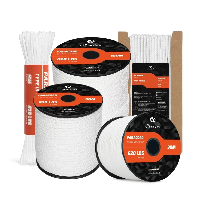 Abma Cord Paracord 550 Nylon Seil Paracord 4mm Schnüre mit 9 Kern-Strängen Type III Survival Fallschirm Schnur - Max. 280kg (620lbs)