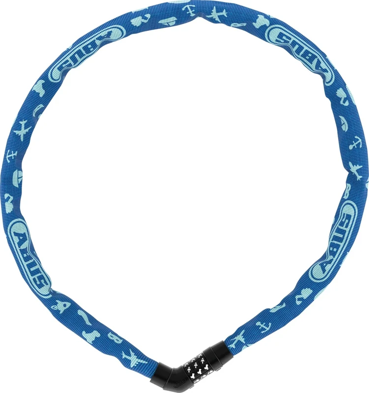 ABUS Kettenschloss Steel-O-Chain 4804C Symbols – Zahlenschloss für Kinderfahrräder – ABUS-Sicherheitslevel 3 – 75 cm – Blau