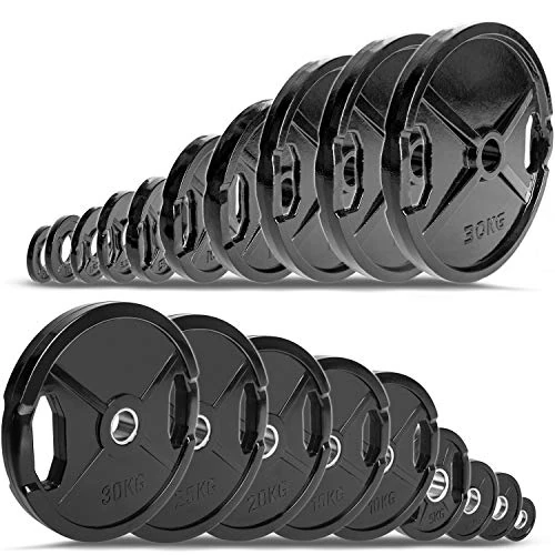 C.P. Sports Olympiascheiben als Paar – GUMMIERT – 25 KG – Hantelscheiben/Gewichte/Weight Plates 50mm aus Gusseisen mit Grifflöchern – für Gewichtheben und Kraftsport