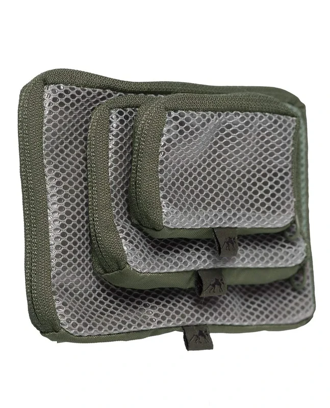 Tasmanian Tiger TT Mesh Pouch Set VL Rucksack Organizer Mesh Zusatz-Taschen Set in 3 Größen mit Klett-Rückseite (Oliv)