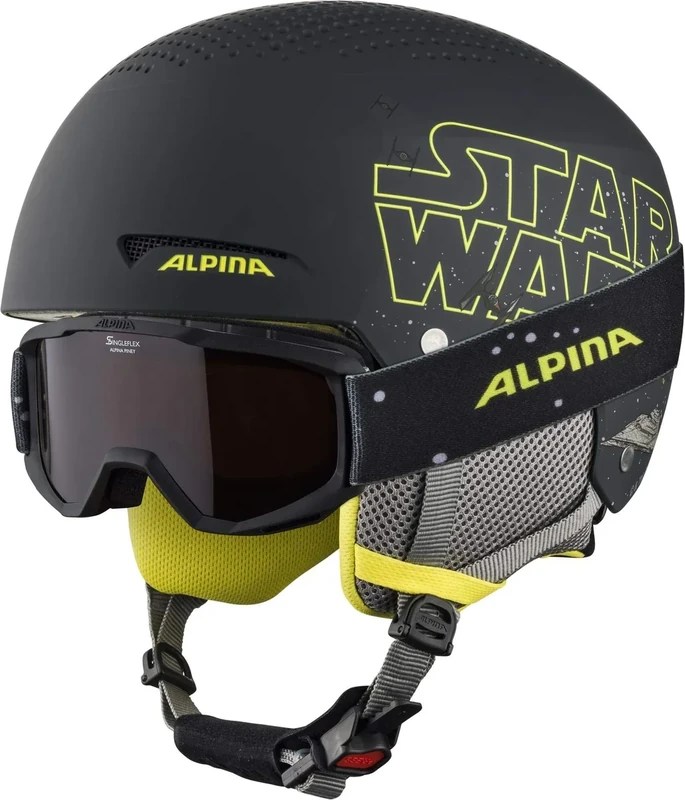 ALPINA ZUPO Disney Set - Hochwertiges, Sicheres & Exklusives Disney Set aus Skibrille & Skihelm für Kinder, Star Wars, 48-52 cm