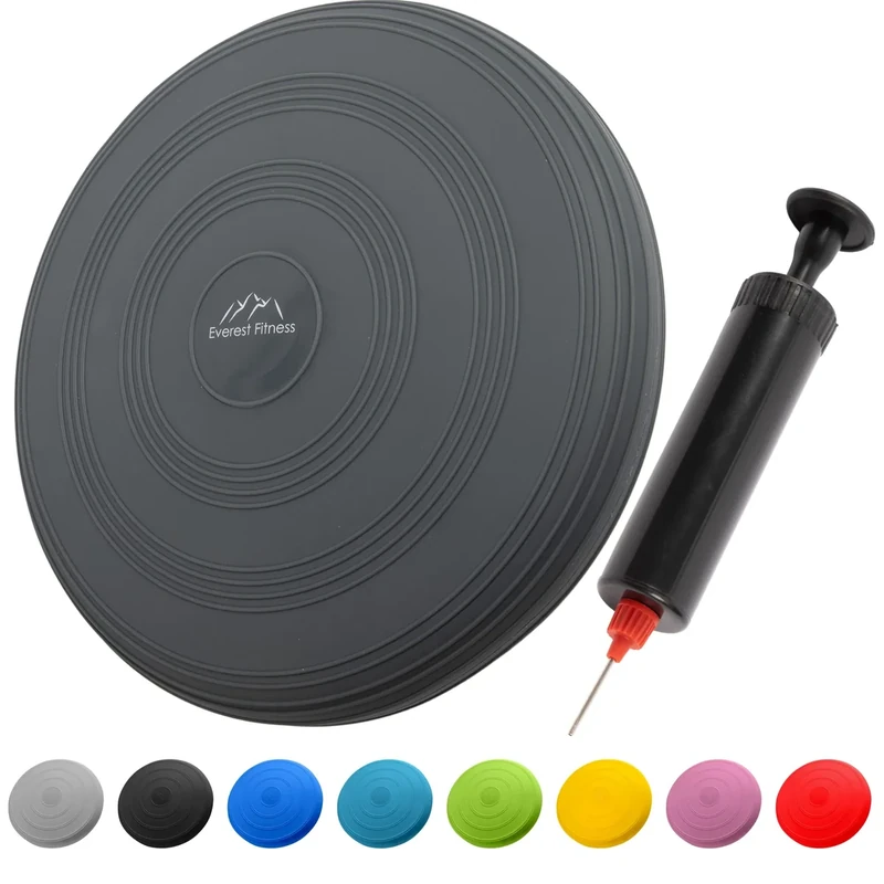 EVEREST FITNESS Balance Kissen - Luftkissen mit 33 cm Durchmesser - Ballsitzkissen zur Stärkung der Balance - Orthopädisches Sitzkissen zur Linderung von Rückenschmerzen, Balance Pad – dunkelgrau