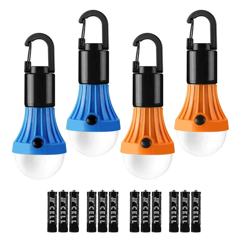 Lepro Campinglampe, Tragbare Zeltlampe, LED Camping Laterne, Camping Licht, Glühbirne Set-Notlicht 4 Stück für Camping Abenteuer Angeln Garage Notfall Stromausfall, 12 AAA Batterien enthalten - Image 1
