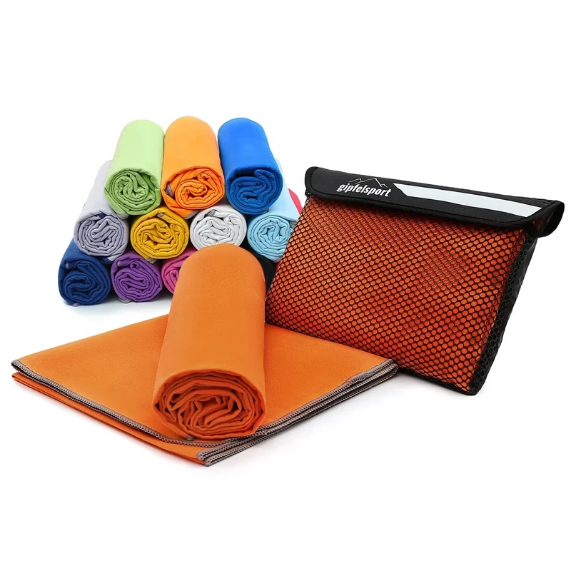 gipfelsport Mikrofaser Handtuch - Microfaser Handtücher Set, Strandtuch, Badetuch I groß, schnelltrocknend I für Sport, Beach, Reise, Outdoor, Camping I leicht, dünn, klein I Set1 I Orange