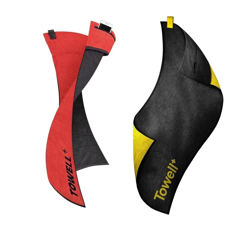 STRYVE | Towell + Mixed | Sporthandtuch mit Tasche und Magnetclip, Bekannt aus Die Höhle der Löwen | Schwarz + Rot