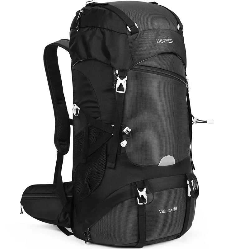 HOMIEE Wanderrucksack, 50 – 60 l, Trekkingrucksack mit Regenhülle, großer Kapazität, multifunktional, für Bergsteigen, Klettern, Trekking, Sport, Reisen, Camping