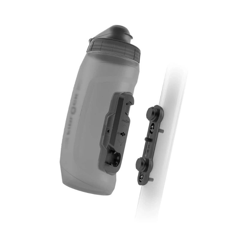 Fidlock TWIST bottle 590 + bike base – 590 ml Fahrrad Trinkflasche mit magnet-mechanischem Flaschenhaltersystem, inkl. Halterung, BPA-frei & spülmaschinengeeignet, Farbe Smoke - Image 1