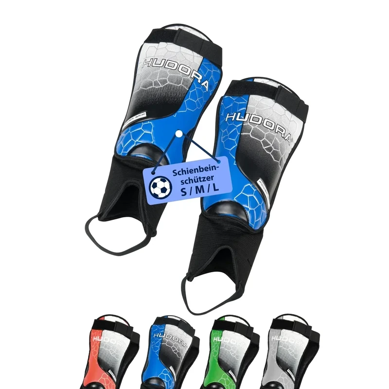 HUDORA Schienbeinschützer mit Knöchelschutz - Bequeme Schienbeinschoner mit Schaumstoff - Fußball Schienbeinschoner mit Knöchelprotektoren in Größe S/M/L - Fußballausrüstung Kinder & Jugendliche