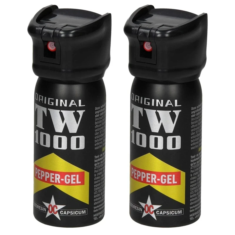 2 Stück Pfefferspray Pfeffergel zur Selbstverteidigung - 50 ml - bis zu 5m Reichweite - mit Flip Top - Pfefferspray zur Tierabwehr Tierabwehrspray Verteidigungsspray Pepperspray Abwehrspray Pepper Gel