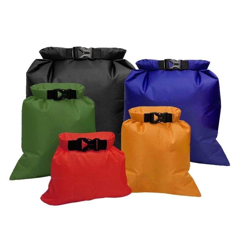 5 Stück wasserdichte Aufbewahrungsbeutel, 1,5/2,5/3,5/4,5/ 6L Bootfahren Packsäcke 5 Farben Leicht Outdoor Trockener Sack Polyester Wassersport Säcken für Smartphone Kamera - Image 1