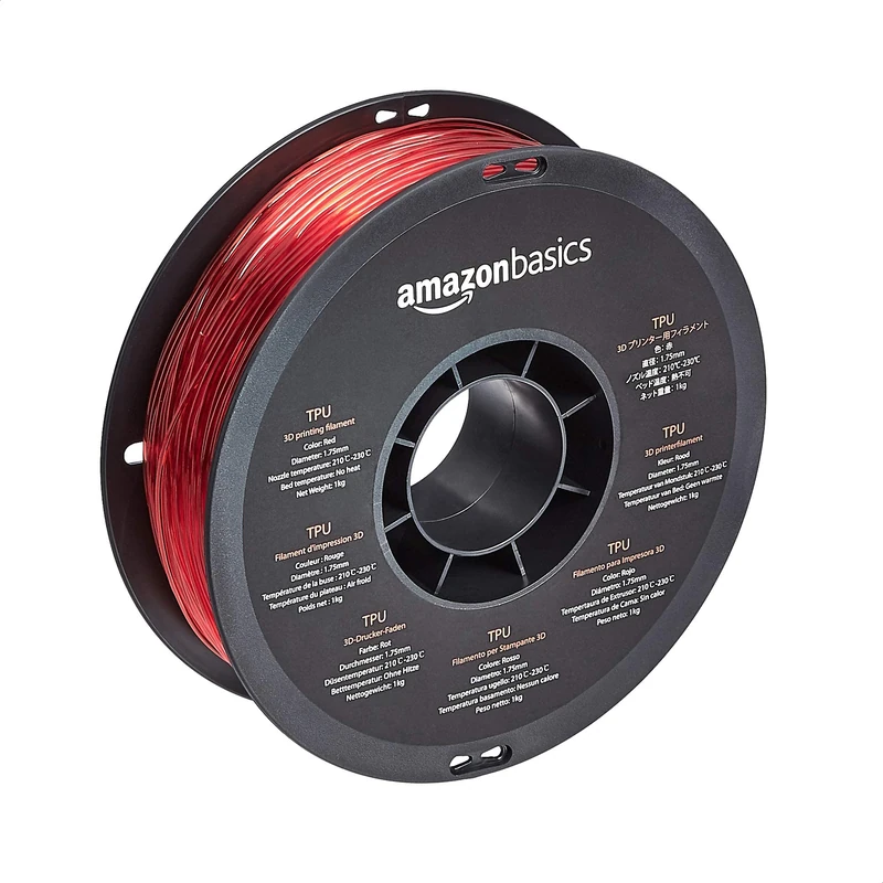 Amazon Basics 3D-Drucker-Filament aus TPU-Kunststoff, 1.75 mm, 1-kg-Spule, Rot
