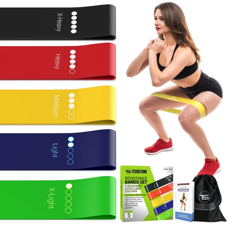 TechStone Resistance Bands Geräte für Männer - (5er Set) Sport Fitness und Frauen Widerstandsbänder Gummibänder Bänder Krafttraining Booty Gummiband für Zuhause, Gym, Fitnessstudio, Yoga & Pilates - Image 1