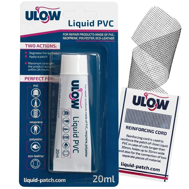 Ulow Flüssiges PVC - Reparaturset für Schlauchboote Sup Flickzeug für Pool Whirlpool Spa kleber und Flicken Luftmatratzen Wasserbett Luftbett Airtrack Wathose funktioniert auf Allen PVC Materialien - Image 1