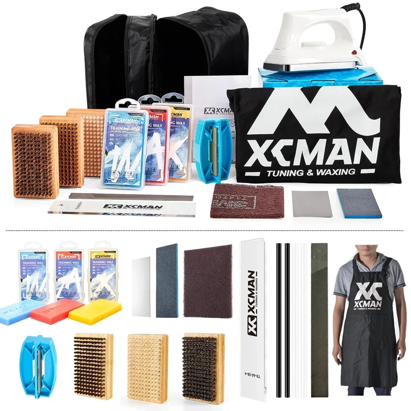 XCMAN Complete Ski Snowboard Tuning and Waxing Kit with Waxing Iron,Ski Training Wax,Edge Tuner,Ptex,Ski Waxing Brush,Waxing Scraper