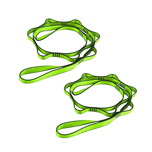 FOSER Yoga-Hängematten-Verlängerung, Gänseblümchen, Fitness, Pilates, Stretchgürtel, Übungsband, Grün, 2 Stück