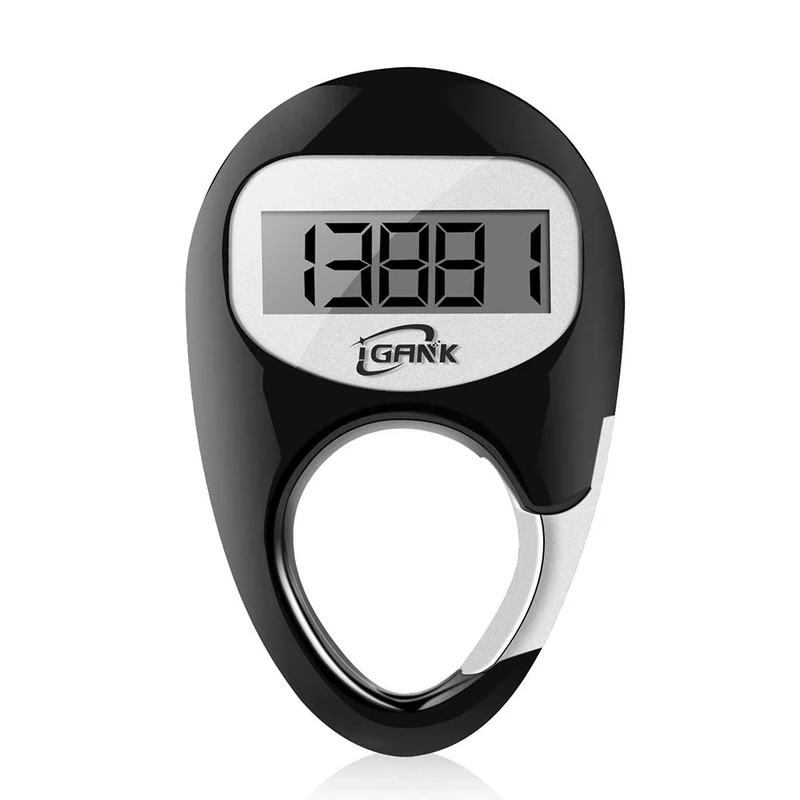 iGANK Simple Walking Pedometer 3D Schrittzähler für Männer Frauen Kinder (Dunkles Schwarz)