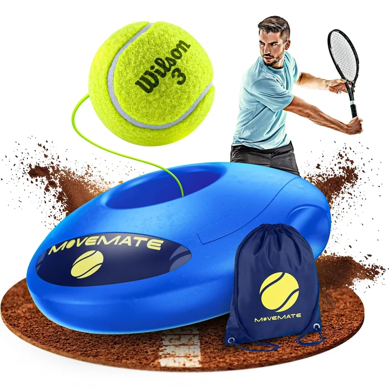 MOVEMATE Tennis-Trainer Set mit Wilson® Tennisball | innovatives Ballspiel für Draußen, im Garten, im Park für Kinder & Erwachsene | inkl. Transporttasche & Übungsvideos
