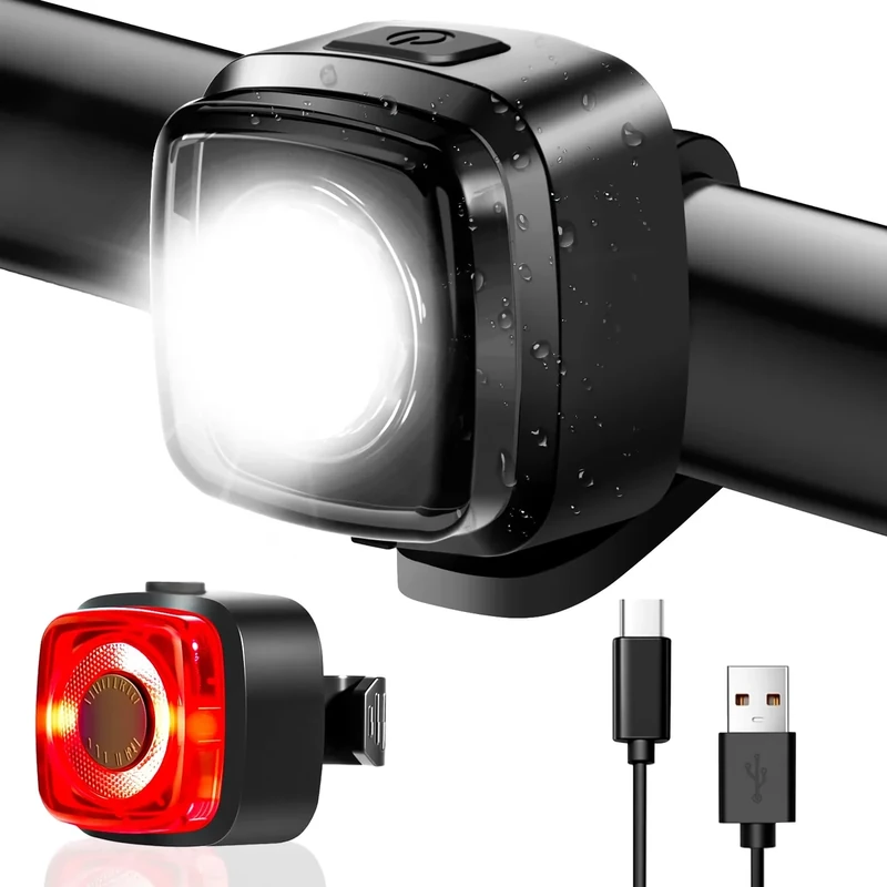 SPGOOD Fahrradlicht Set, StVZO Zugelassen Fahrradbeleuchtung, Bike Light USB Aufladbar Type-C, Fahrradlicht Vorne Und Rücklicht, IPX5 Wasserdicht Fahrradlichter