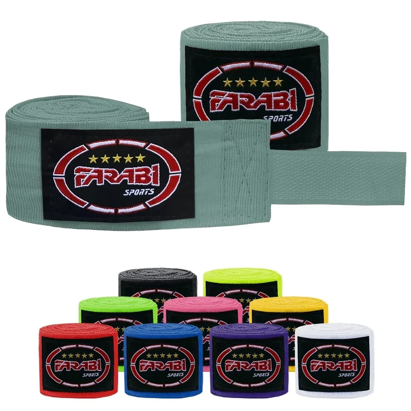 Farabi Sports Kinder Boxing Bandage 2,5 Meter lang boxbandagen - Box Bandages mit Paar für MMA, Muay Thai, Training, Kickboxen und Kampfsport (Grey)