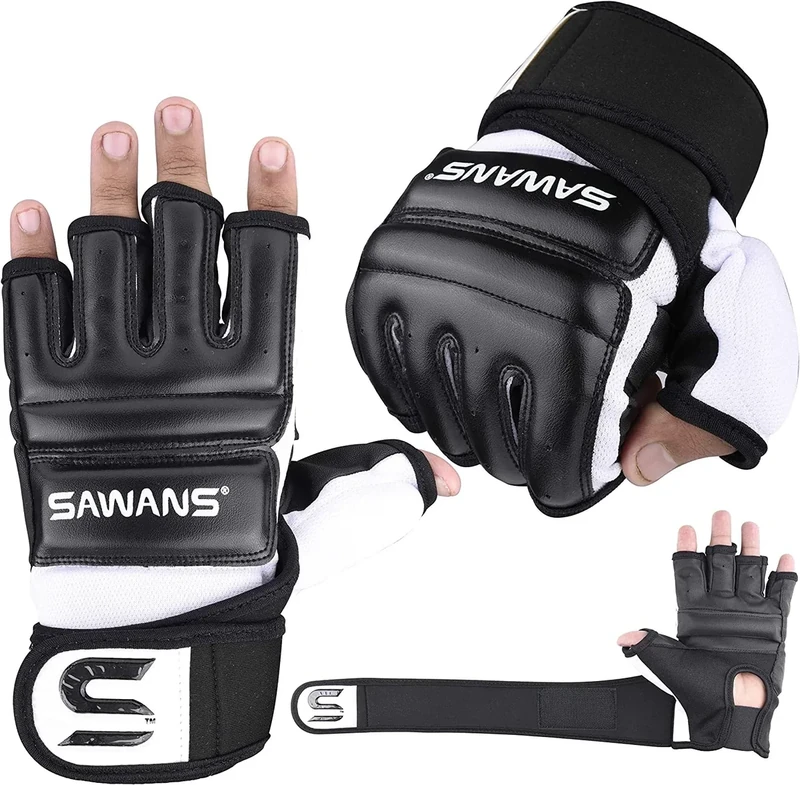 SAWANS Boxsack-Boxhandschuhe, Karate-Handschuhe, MMA, Body Combat, Taekwondo-Training, Kampfsport, Kämpfen, Grappling, Muay Thai, Schwarz, X-Large - Image 1