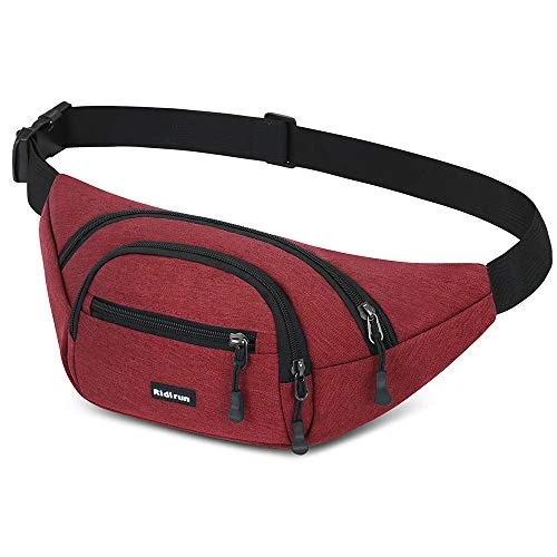 Bauchtasche Gürteltasche Hüfttasche Sport für Damen und Herren Wasserdicht Bauchtasche Doggy Bag Outdoor Groß Handytasche Umhängetasche Camping Wandern Fahrrad Running (Rot-R4)