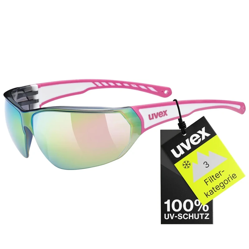 uvex sportstyle 204 - Sportbrille für Damen und Herren - 100% UVA-, B, C Schutz - druckfreier Sitz & perfekter Halt - pink white/pink - one size