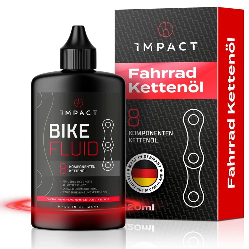 IMPACT Kettenöl Fahrrad 120 ml – 8-Komponenten Allwetter-Öl für E-Bike, MTB & Rennrad