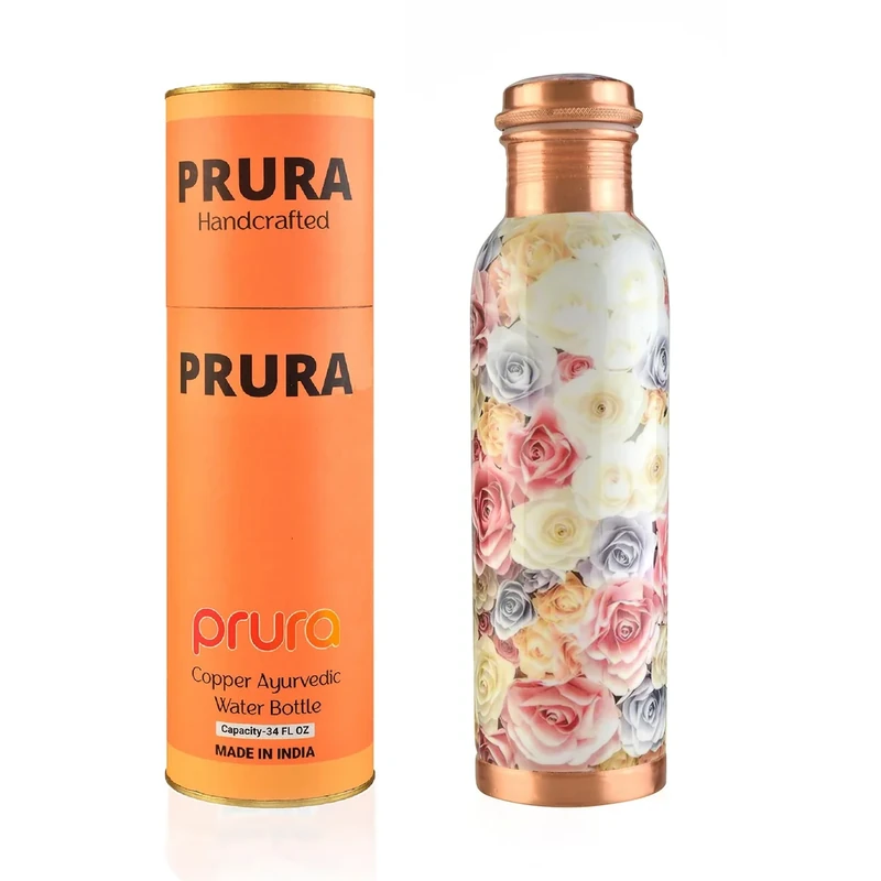 PRURA Wasserflasche aus Kupfer, Federdruck, auslaufsicher, ayurvedisches Trinkgefäß - Image 1
