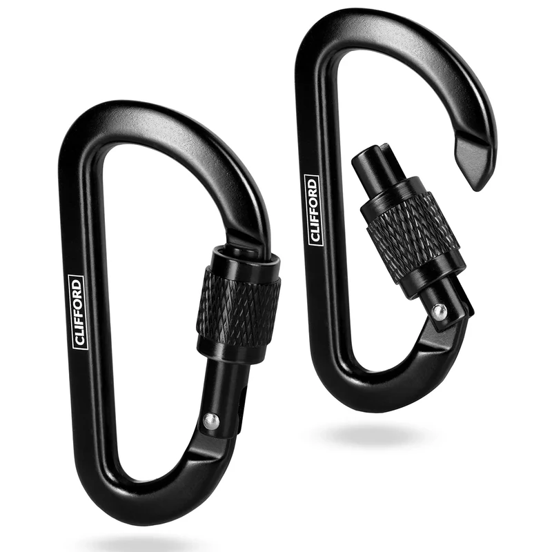 CLIFFORD Mini Karabiner I 120 Kg Belastbarkeit I Carabiner Schlüsselanhänger aus robustem Aluminium 6082 I Schlüsselkarabiner I Karabinerhaken Klein Schwarz für Schlüsselbund, Schlüsselringe, Camping
