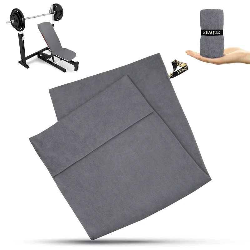 PEAQUE Fitness-Handtuch aus Mikrofaser mit Frottee-Struktur | Sport-Handtuch für Fitnessstudio und Gym | saugstark, leicht, kompakt, weich (100 x 40 cm, Grau)
