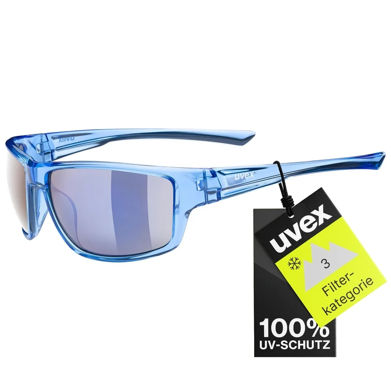 uvex sportstyle 230 - Sportbrille für Damen und Herren - starker Schutz vor Sonnenstrahlung - 100% UVA-, B, C Schutz - clear blue/mirror blue - one size