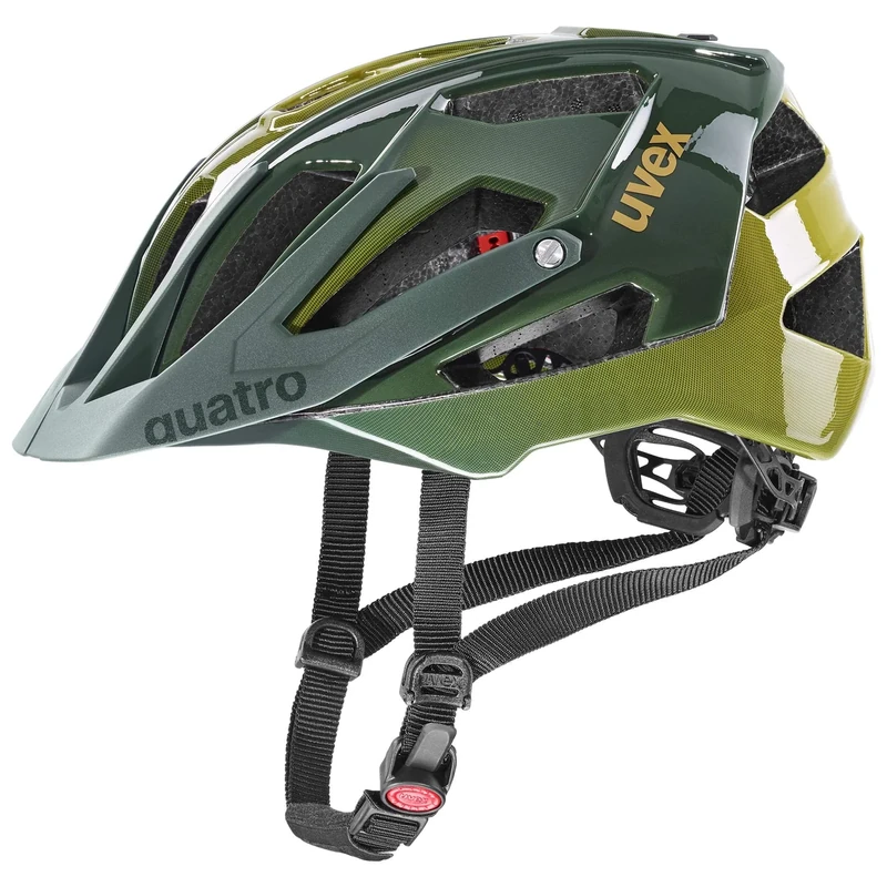 uvex Quatro - sicherer MTB-Helm für Damen und Herren - individuelle Größenanpassung - waschbare Innenausstattung - Forest - Mustard - 52-57 cm