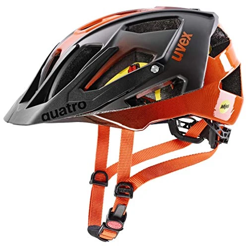 uvex Quatro cc MIPS - sicherer MTB-Helm für Damen und Herren - MIPS-Sysytem - waschbare Innenausstattung - Titan - orange - 56-61 cm