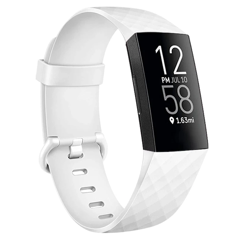 Oumida für Fitbit Charge 3 Armband/Fitbit Charge 4 Armband, Verstellbarer klassischer Sport Ersatzarmband Kompatibel mit Fitbit Charge 3/ Fitbit Charge 4 (Weiß, Small)