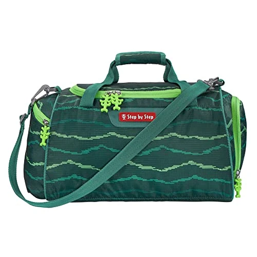 Step by Step Sporttasche „Soccer Star“, grün-blau, mit Nasswäschefach, Abnehmbarer Tragegurt, Verstellbarer Schultergurt, für Jungen 1. Klasse, 13L