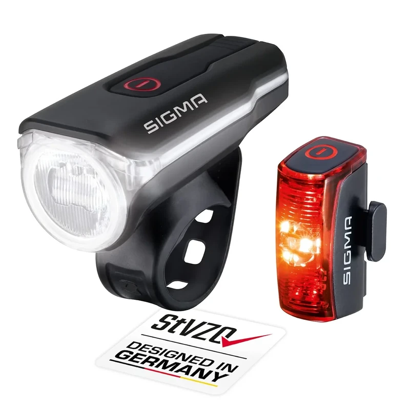 Sigma LED Fahrradlicht Set Aura 60 und Infinity | StVZO zugelassenes, akkubetriebenes Vorderlicht und Rücklicht | spritzwassergeschütztes Fahrradbeleuchtungsset - Image 1