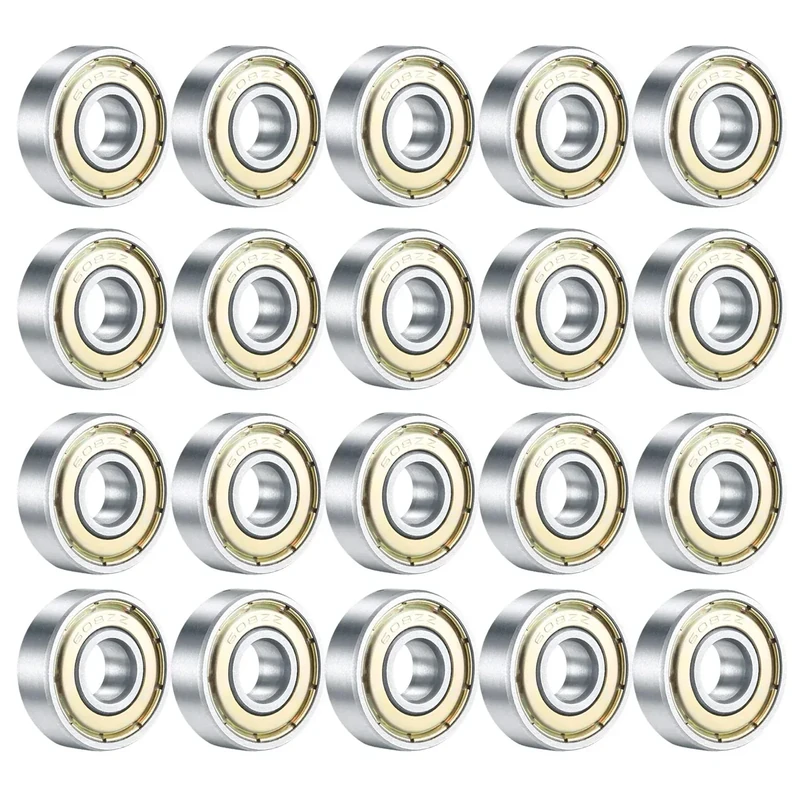 Skateboard-Kugellager, 608ZZ, doppelt geschirmte Kugellager, kleine Kugellager, Ersatzteile für Longboard-Rollschuhe (Silber), 20 Stück