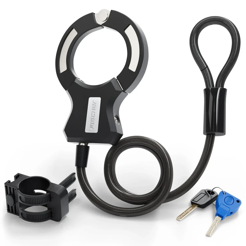 FISCHER Fahrradschloss Handschellenschloss Spiralschloss 120 cm | Schwarz | mit Halterung | Kabelschloss mit Schelle | für Fahrrad, E-Bike, E-Scooter | robustes Seilschloss | 1 Stück