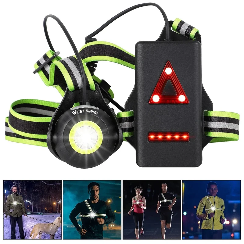 LuTuo Lauflicht, 500 Lumen Lauflampe Sport, 90° Verstellbarer Balken, USB Wiederaufladbare , Wasserdichtes Licht, 360° Reflektierend Brustlicht, LED Brustlampe Laufen for Joggen Angeln
