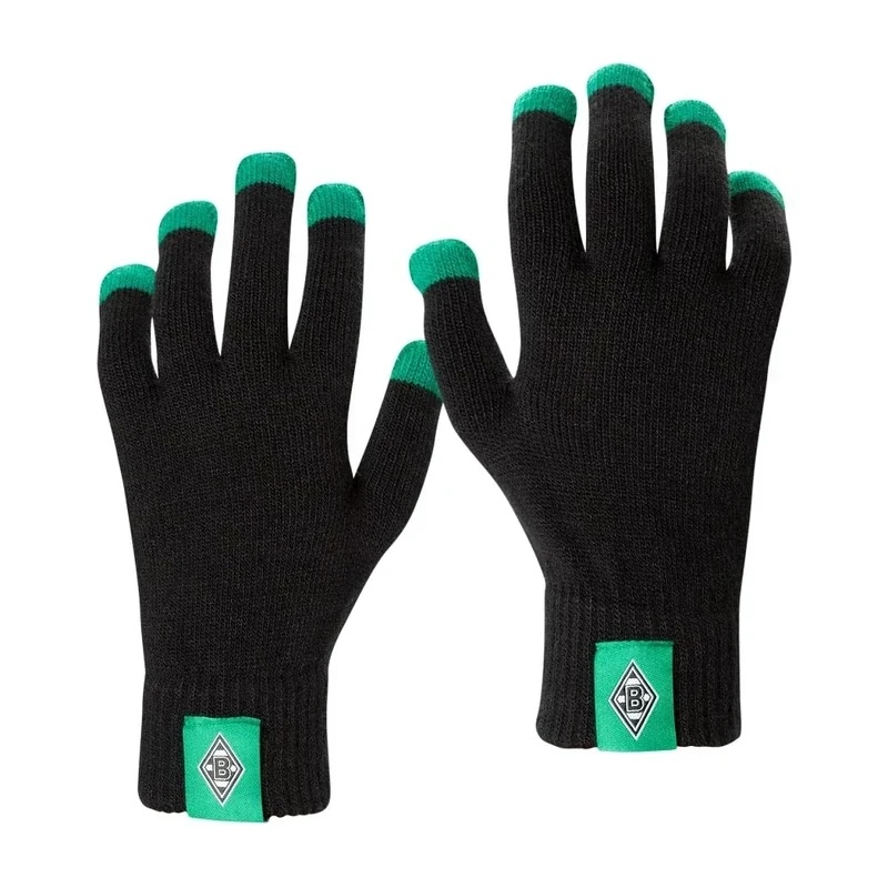 Borussia Mönchengladbach Strickhandschuhe | Offizieller Fanartikel Fohlenshop | Smartphone-kompatibel, Gladbach Handschuhe | Wollhandschuhe (Schwarz, M)